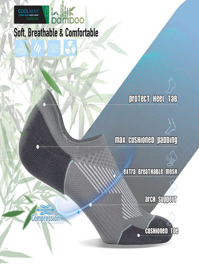 BRISIRA Bamboo Viscose Coolmax Compression Running No Show Socks Men Cushioned Moisture Wicking Arch Support Athletic Padded - Image 2